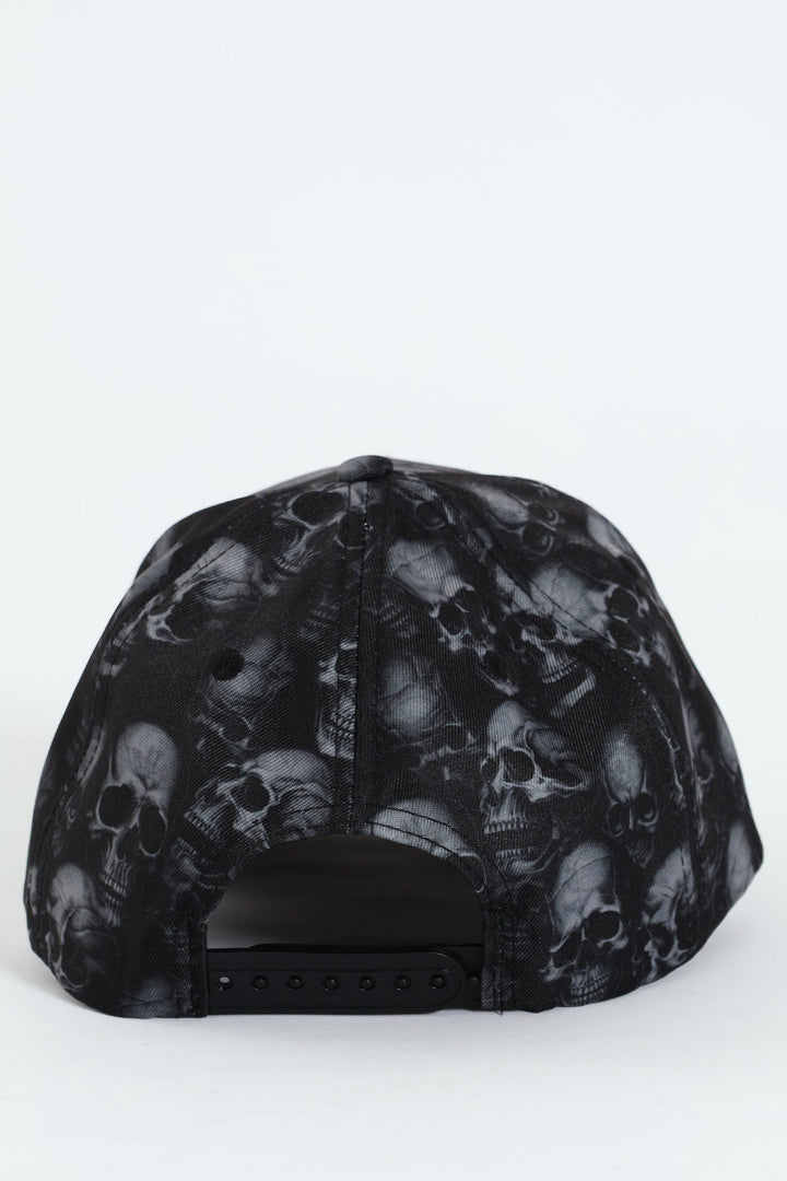 Skull Print Cap - Black/Grey