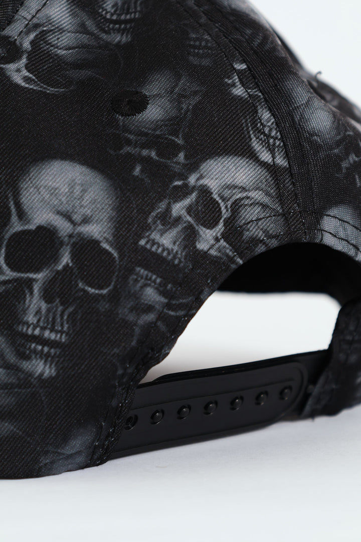 Skull Print Cap - Black/Grey