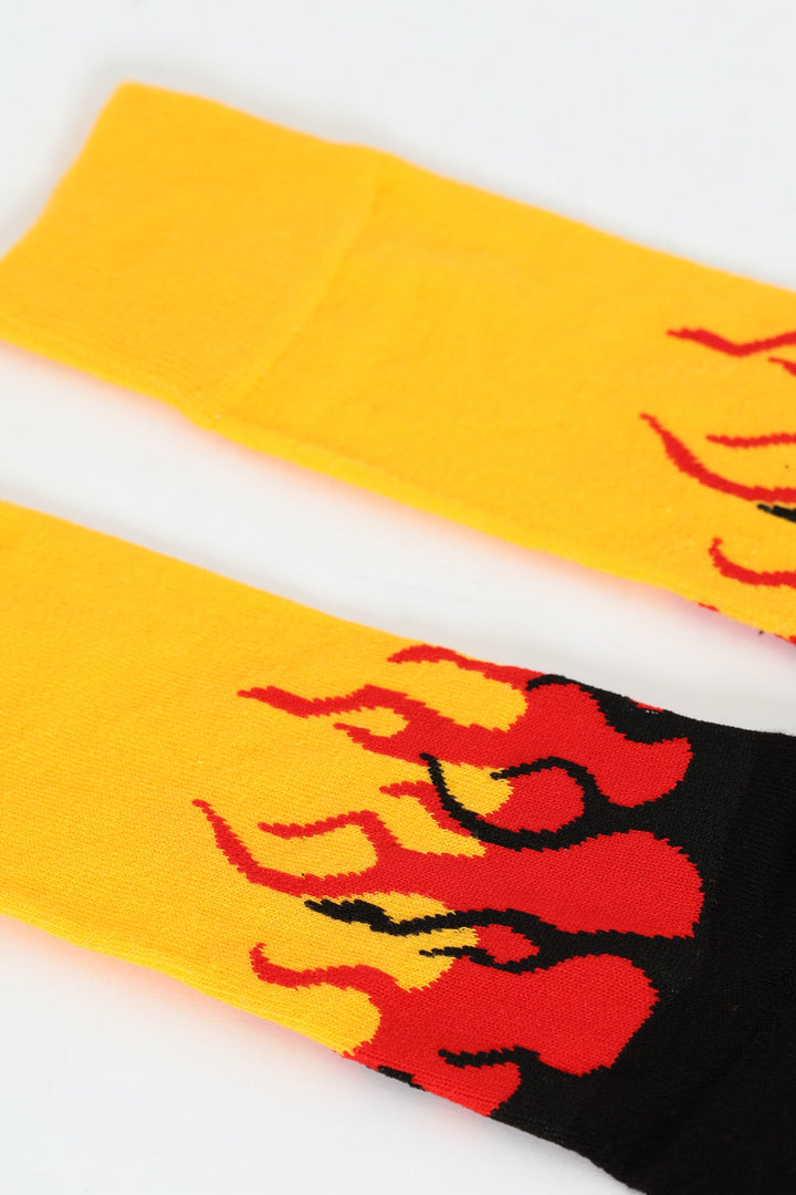 Single Flames Anklet Socks - Black