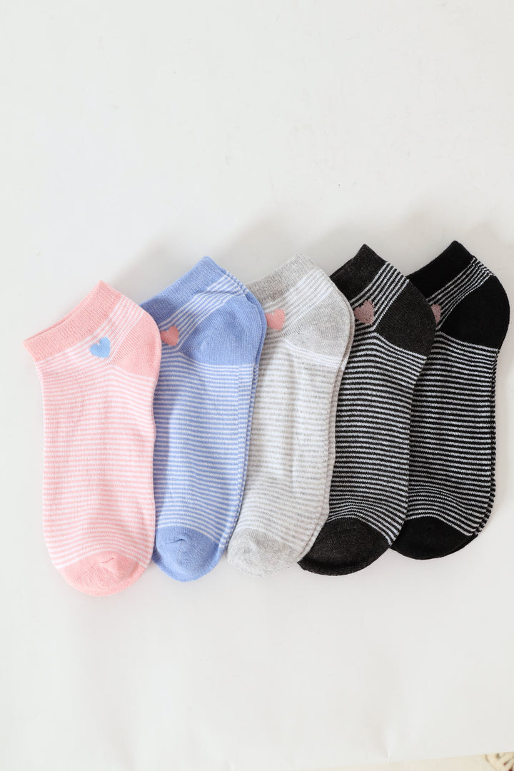 5 Pack Low Cut Hearts Socks