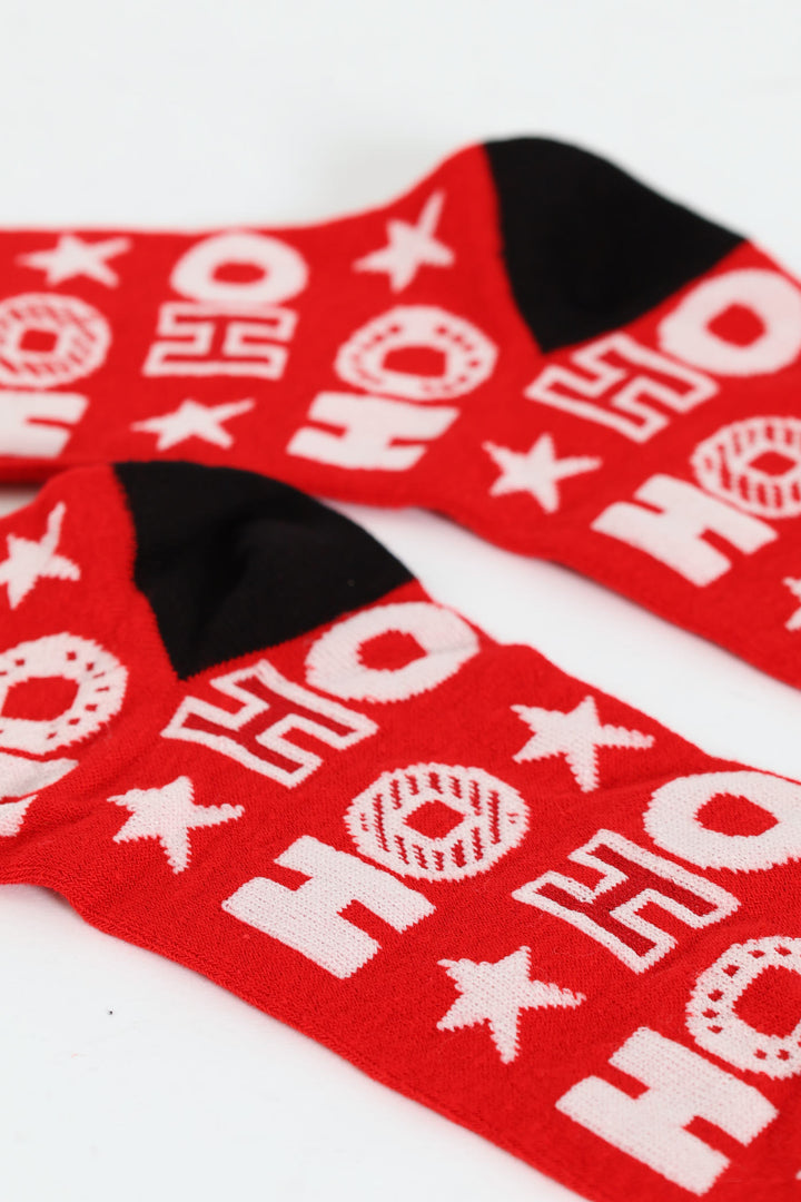 Ho Ho Ho Christmas Socks - Red