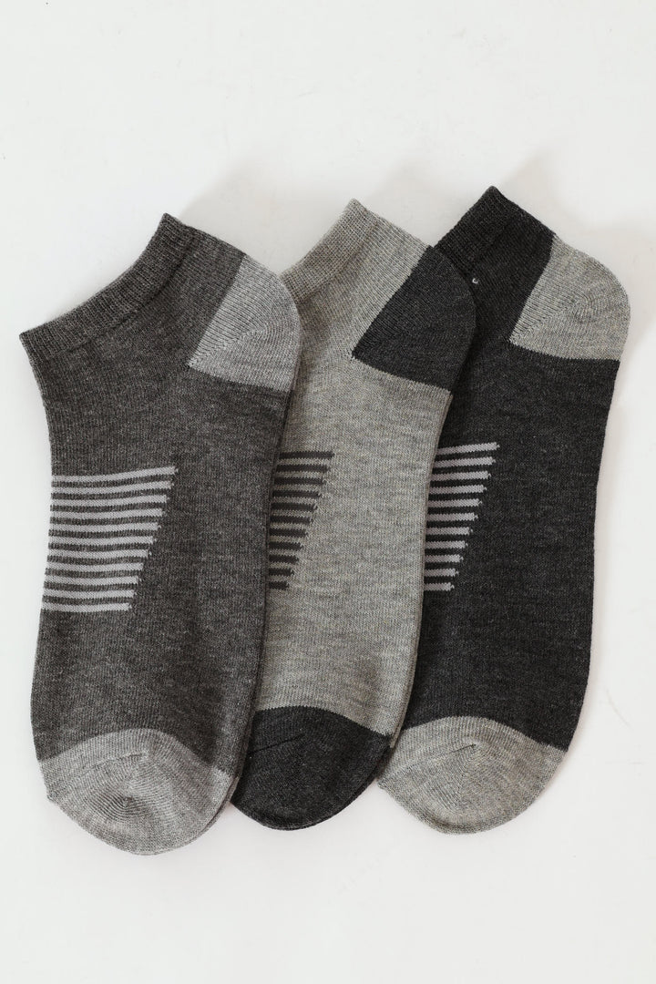 3 Pack Design Lowcut Socks - Grey