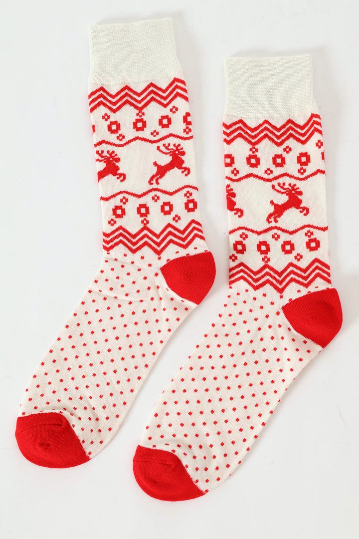 Christmas Socks - Cream/Red