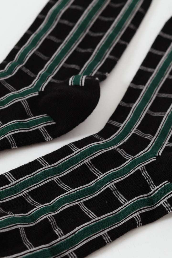 Single Check Socks - Black/Grey