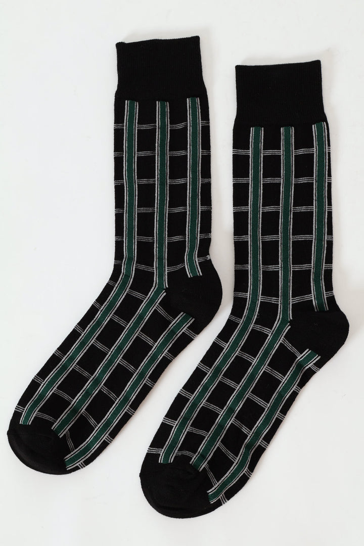 Single Check Socks - Black/Grey