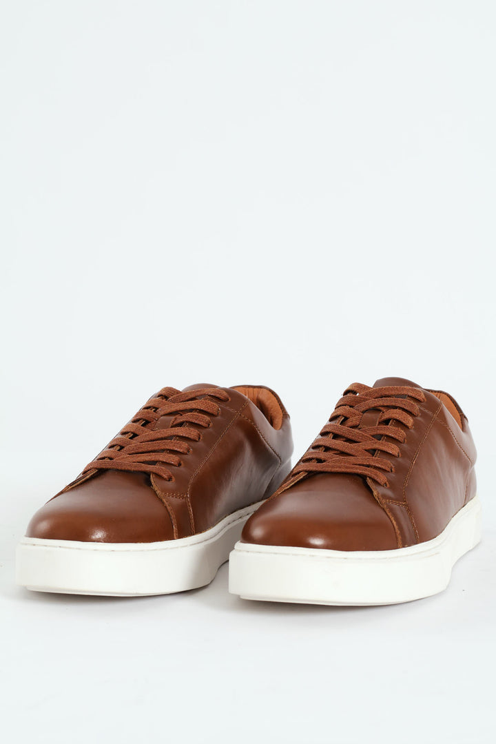 Leather Lace Up Sneaker - Brown