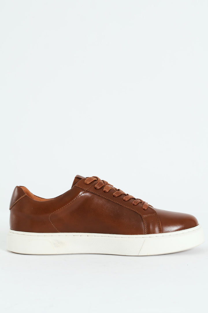 Leather Lace Up Sneaker - Brown