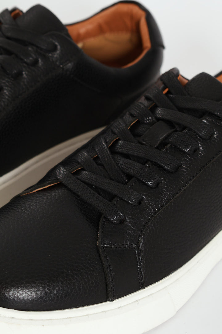 Leather Lace Up Sneaker - Black