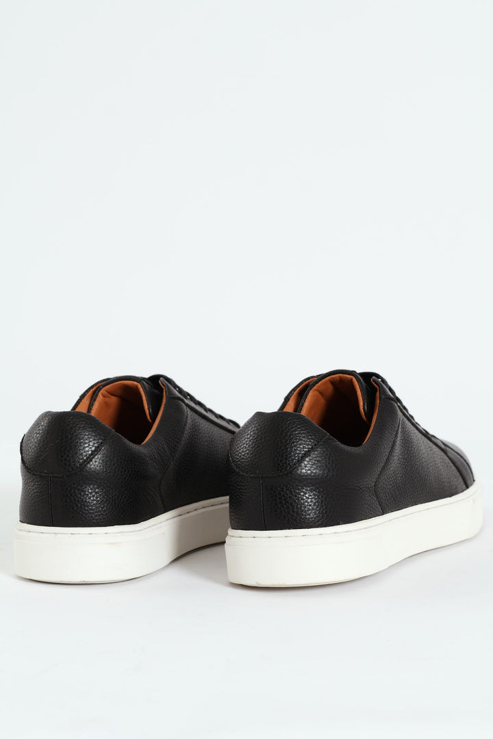 Leather Lace Up Sneaker - Black