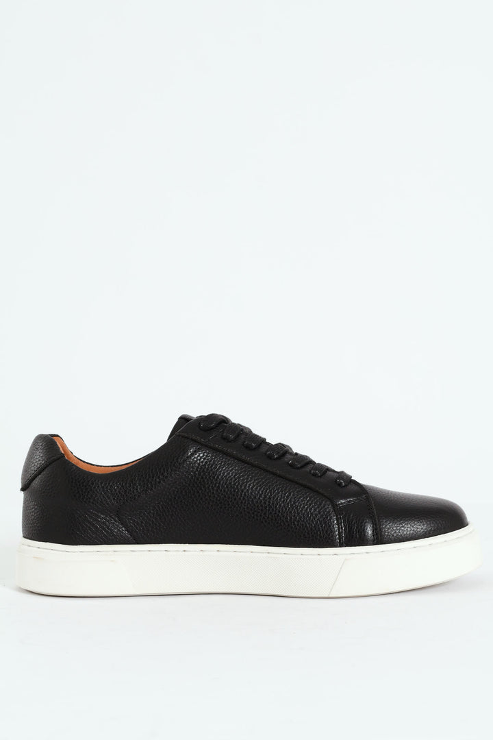 Leather Lace Up Sneaker - Black