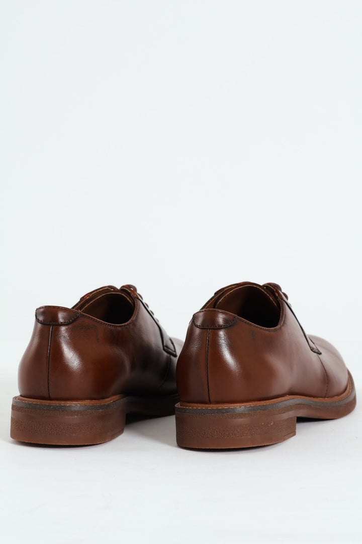 Lace Up Derby Formal Shoe - Brown