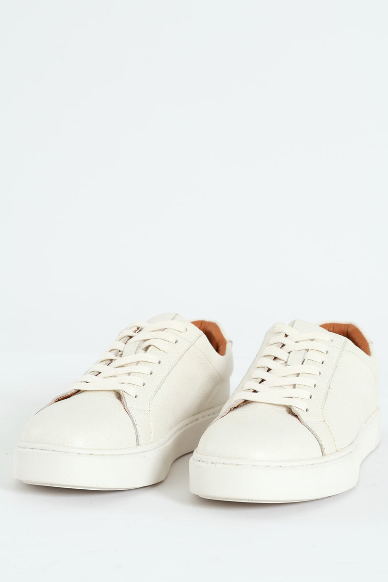 Leather Lace Up Sneaker - White