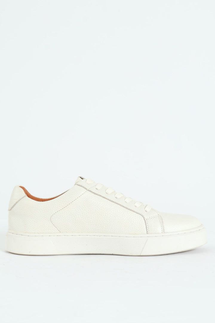 Leather Lace Up Sneaker - White