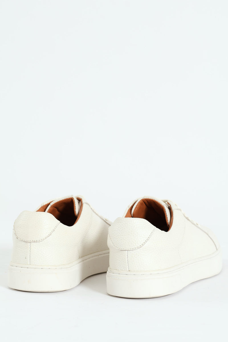 Leather Lace Up Sneaker - White
