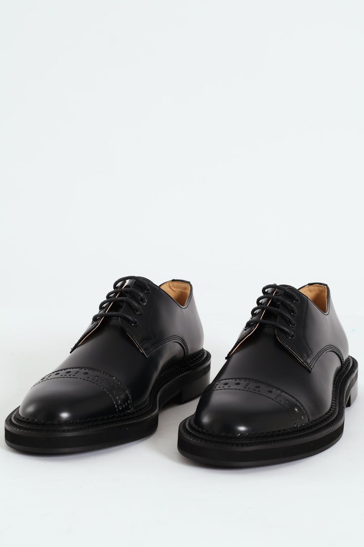 Toe Cap Chunky Formal Shoe - Black