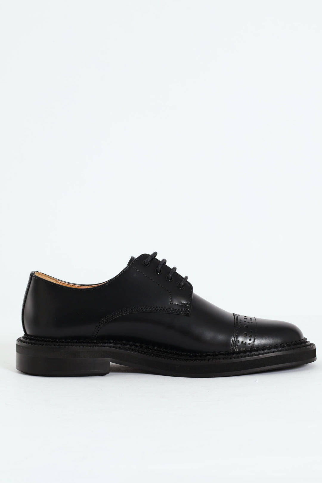 Toe Cap Chunky Formal Shoe - Black