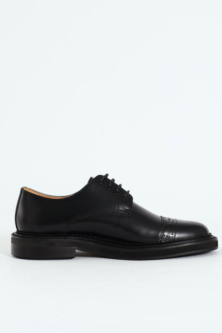 Toe Cap Chunky Formal Shoe - Black