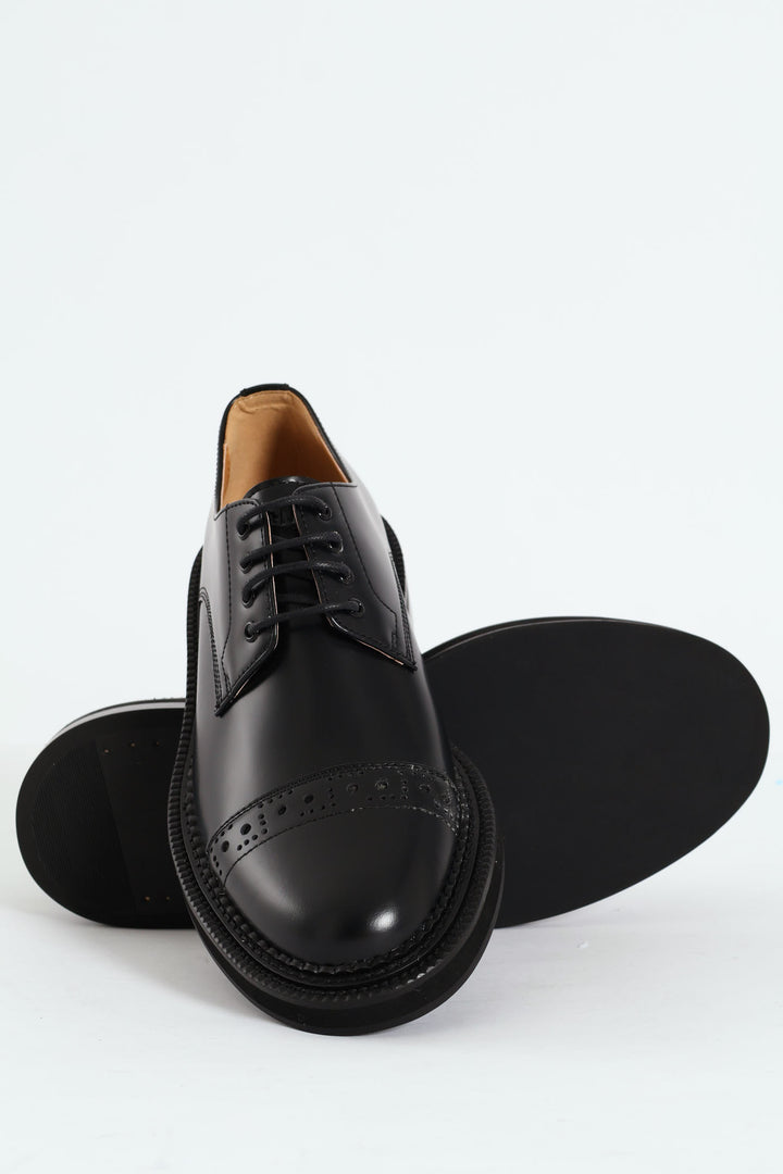 Toe Cap Chunky Formal Shoe - Black