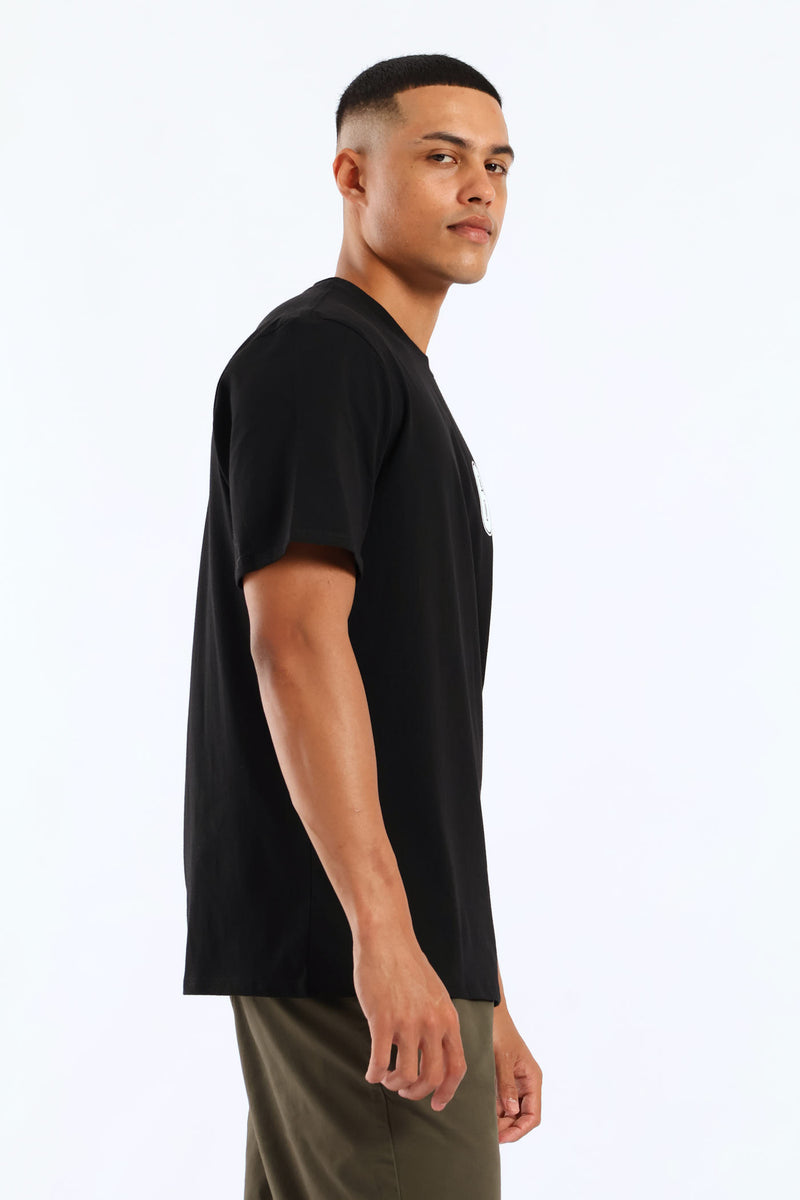 Front Chest Print Tee - Black