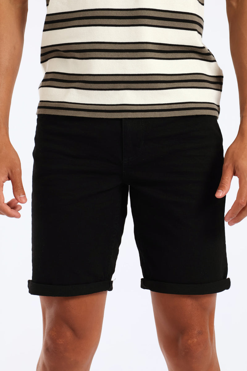 Basic Denim Shorts - Black