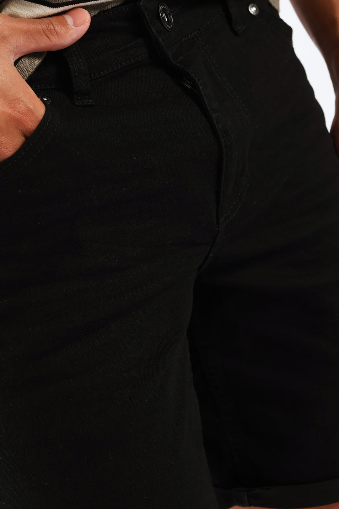 Basic Denim Shorts - Black