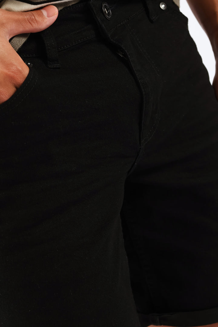 Basic Denim Shorts - Black