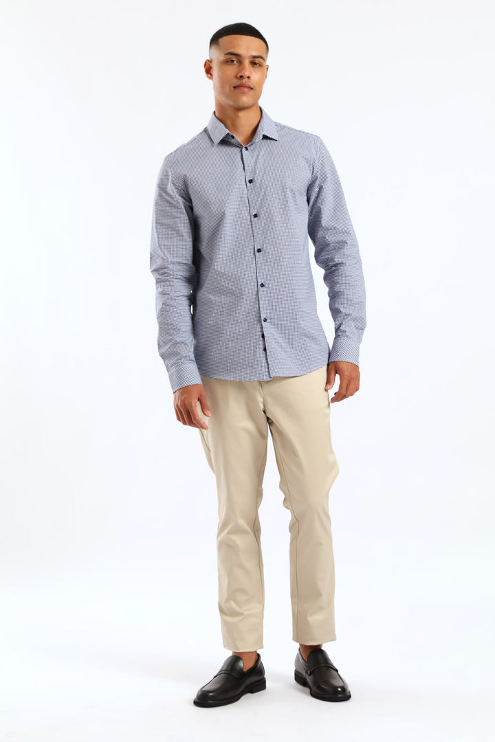 Mini Check Printed Shirt - Navy/White