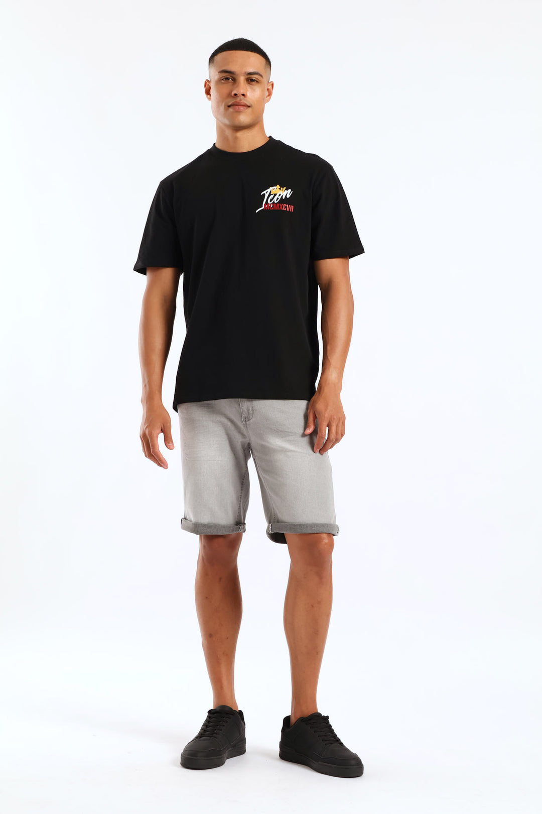 Icon Front & Back Print Tee - Black