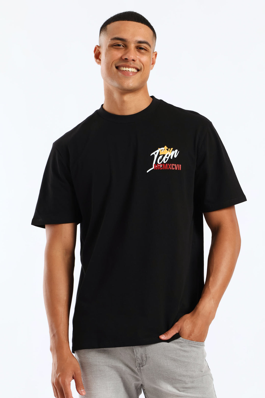 Icon Front & Back Print Tee - Black