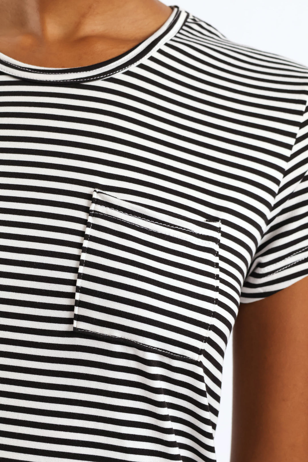 Short Sleeve Stripe Pocket Tee - Black/White