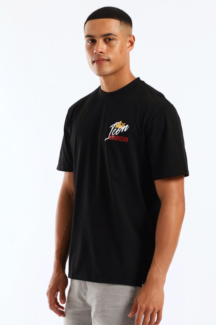 Icon Front & Back Print Tee - Black