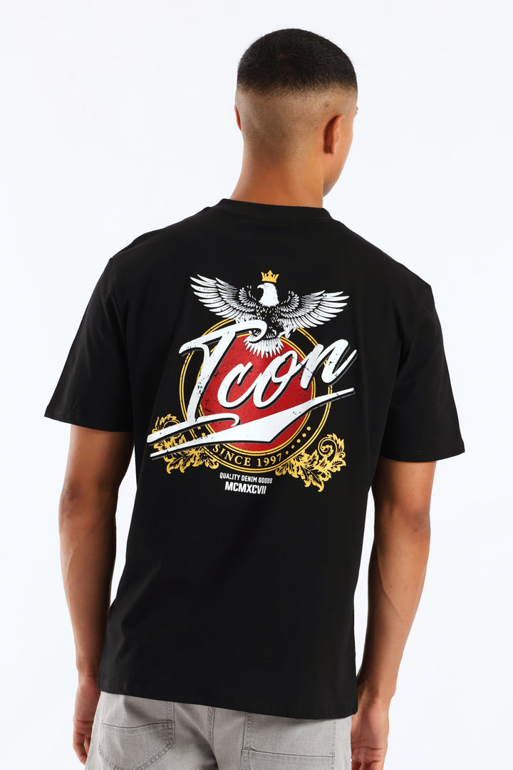 Icon Front & Back Print Tee - Black