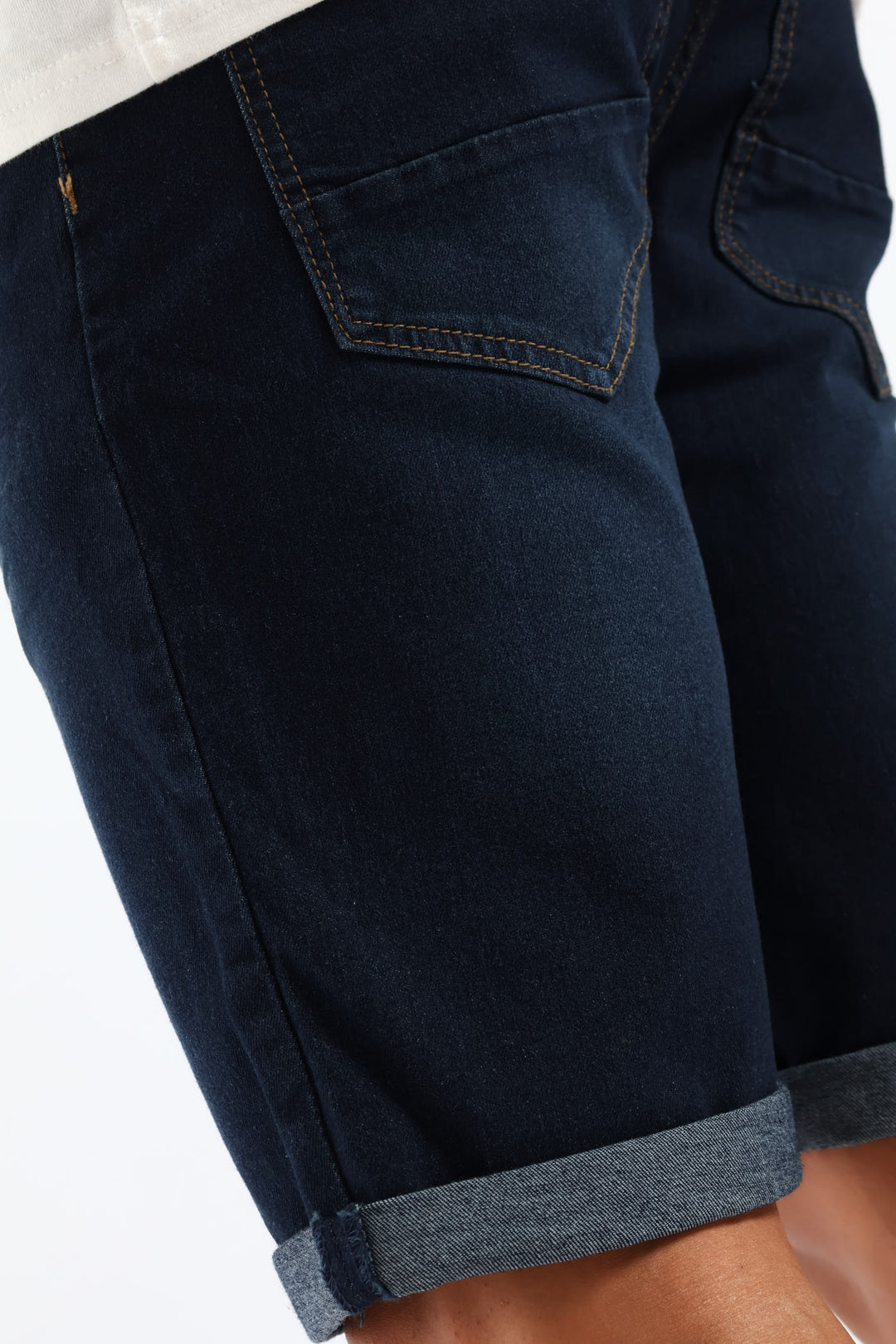 Raw Wash Denim Shorts - Dark Blue