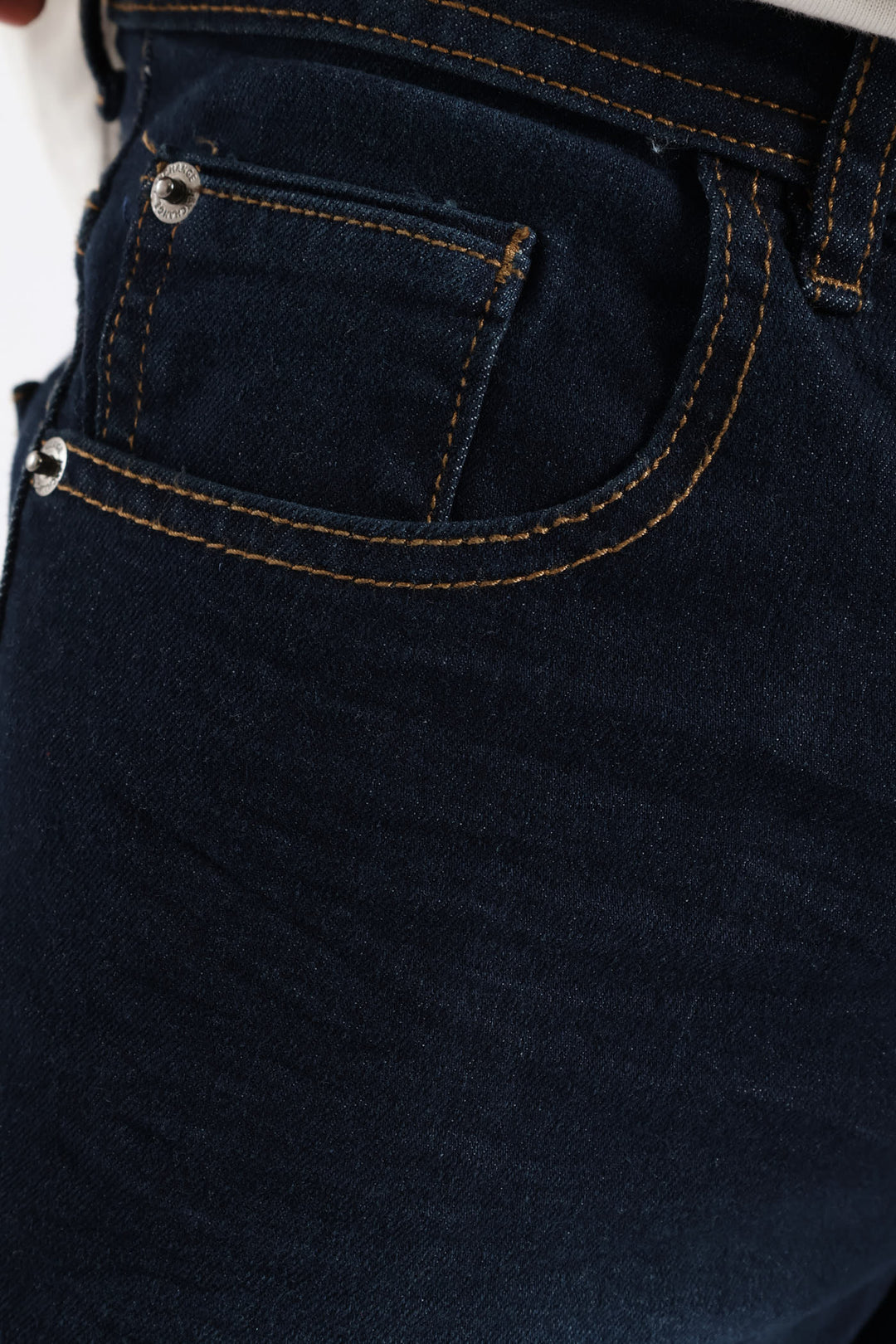 Raw Wash Denim Shorts - Dark Blue