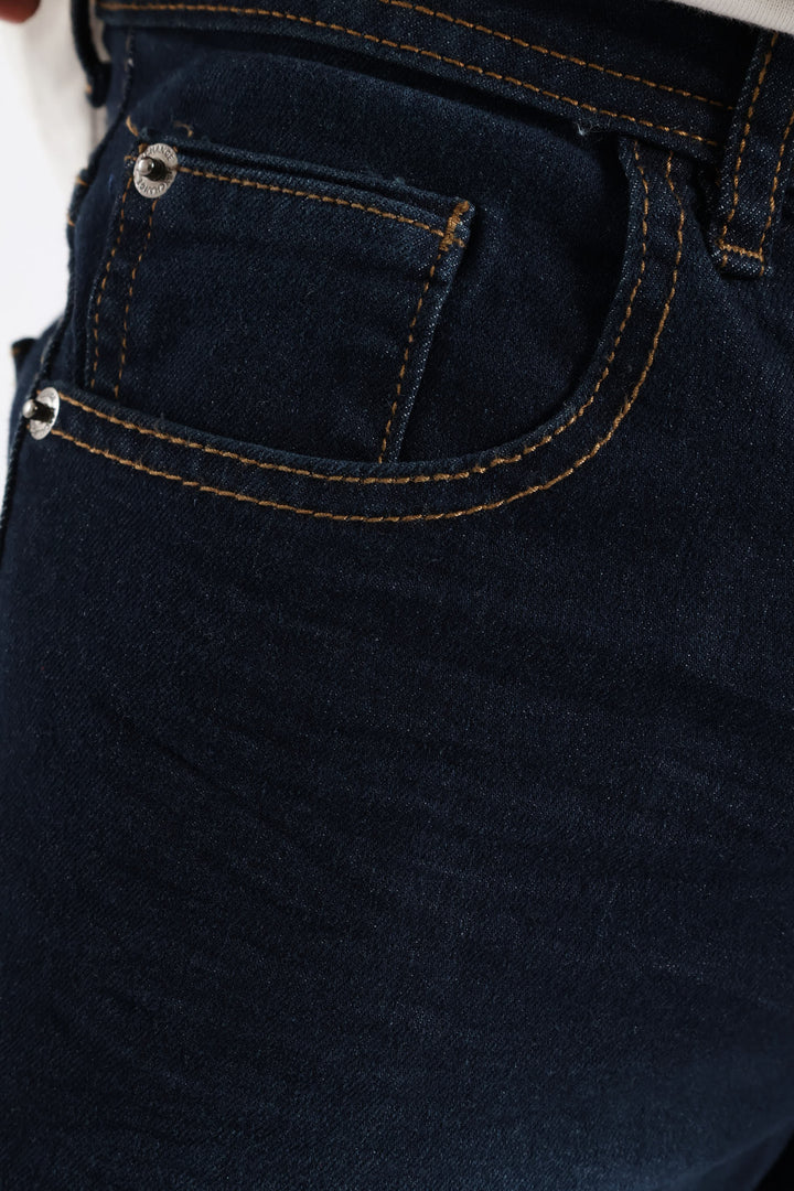 Raw Wash Denim Shorts - Dark Blue