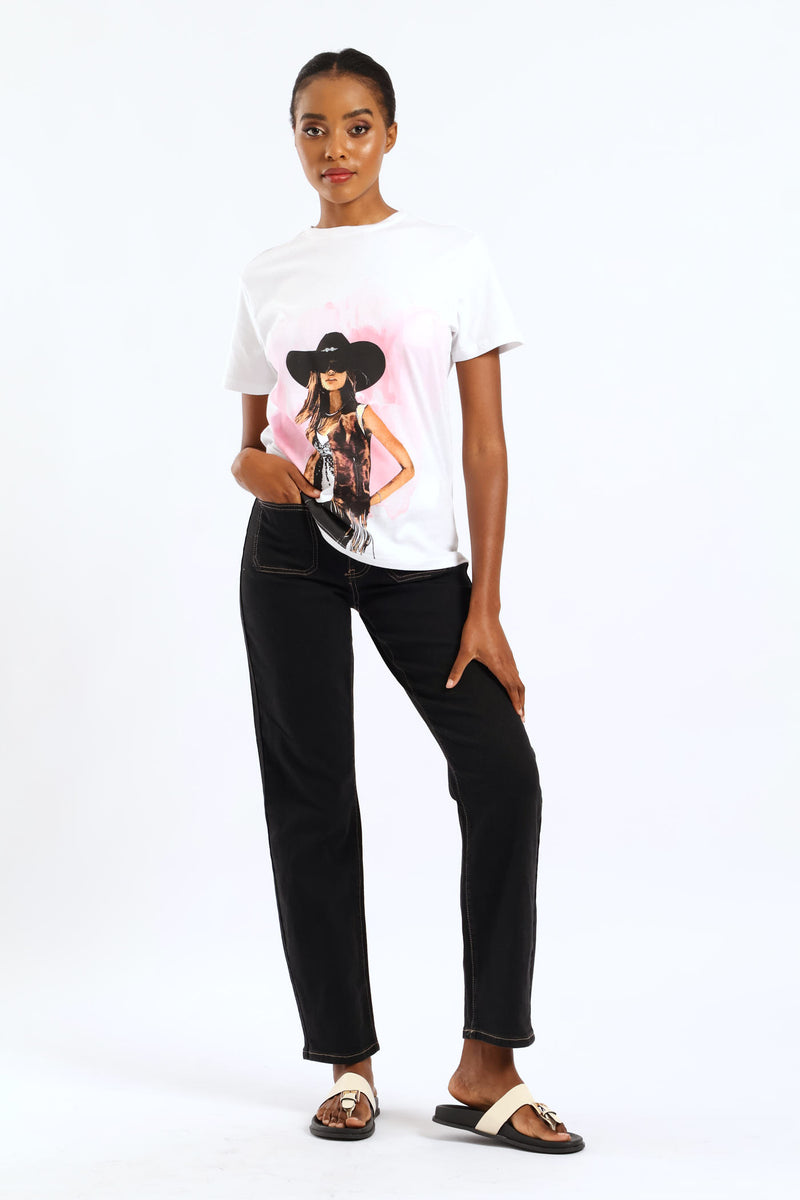 Cowgirl Foil Tee - White