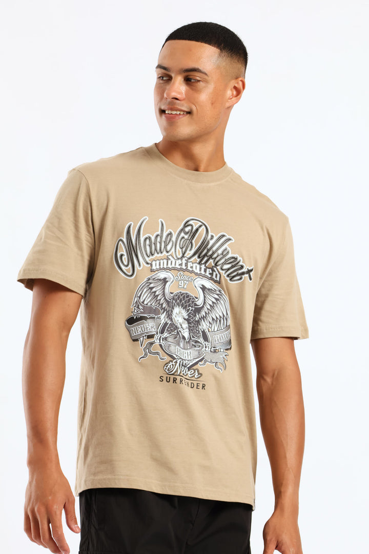 Eagle Print Tee - Taupe