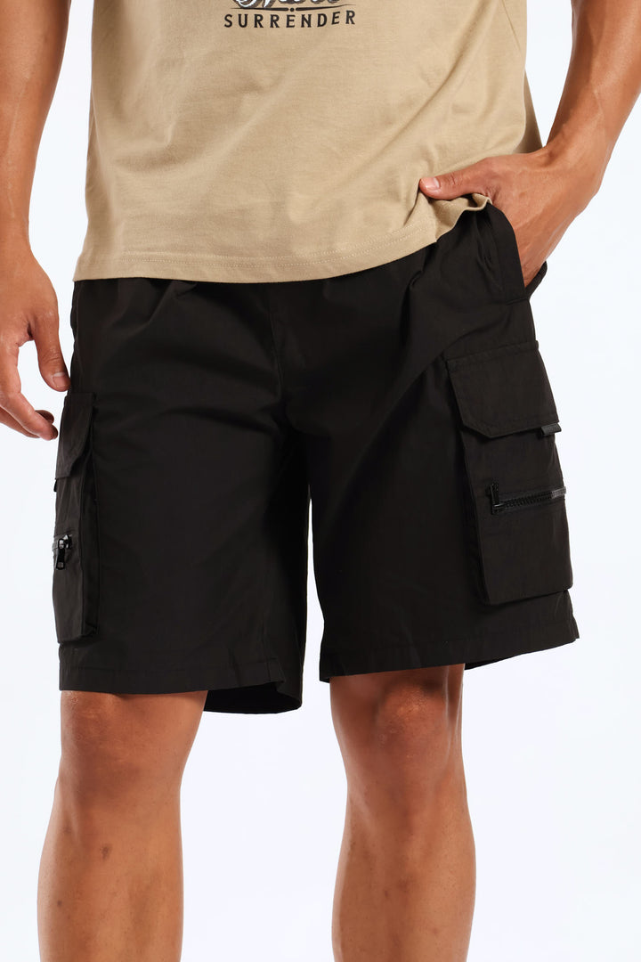 Zip Cargo Short - Black
