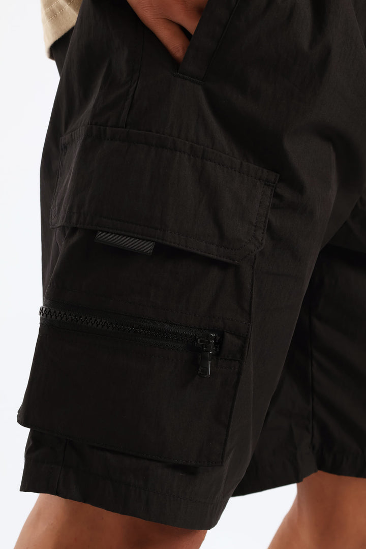 Zip Cargo Short - Black