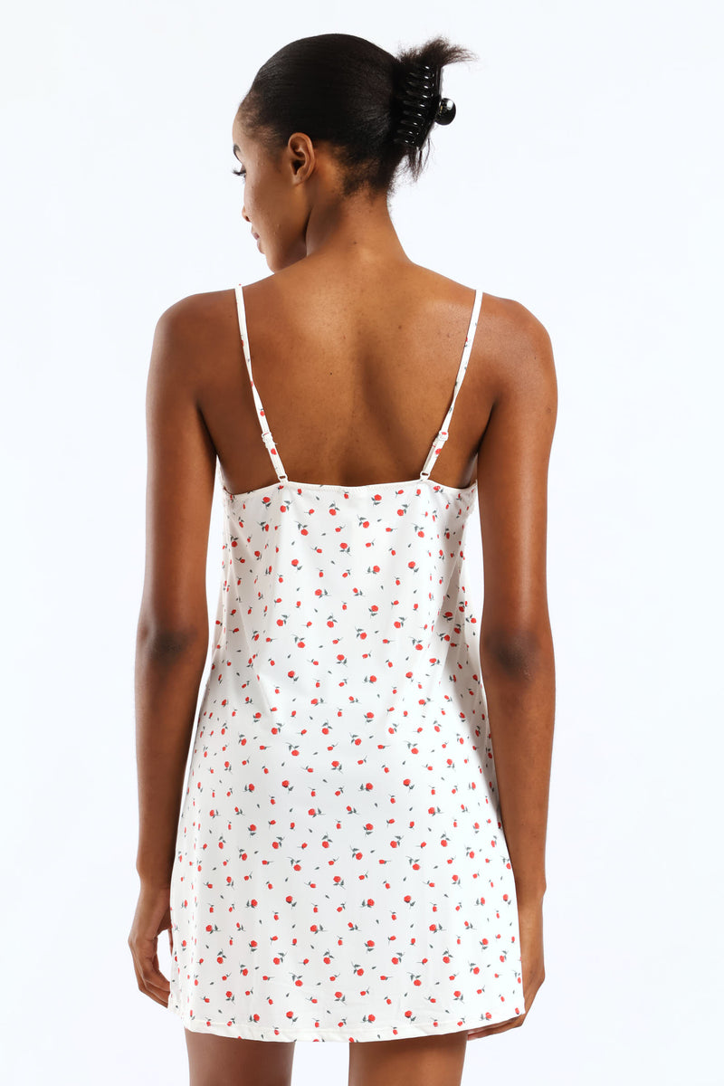 Roses Polyamide Chemise - White/Red