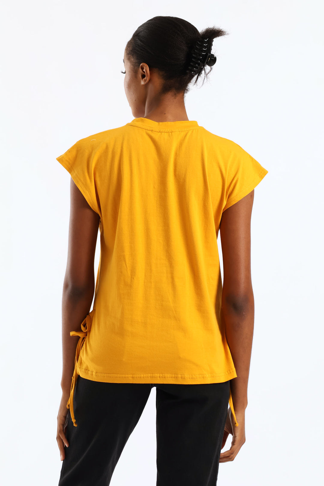 Side Tie Oversized Tee - Mustard