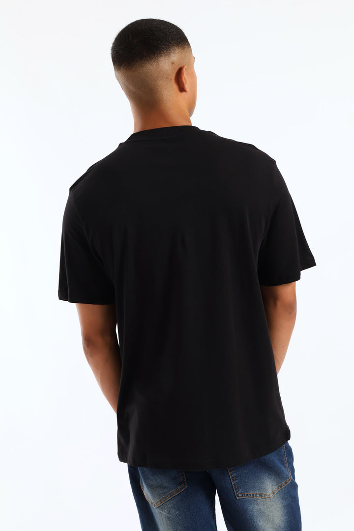 Small Money Teddy Front Print Tee - Black