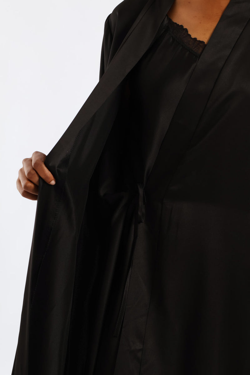 Long Length Gown & Chemise - Black