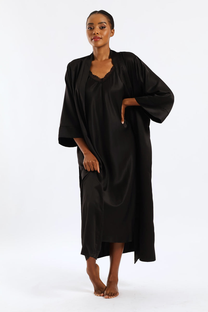 Long Length Gown & Chemise - Black