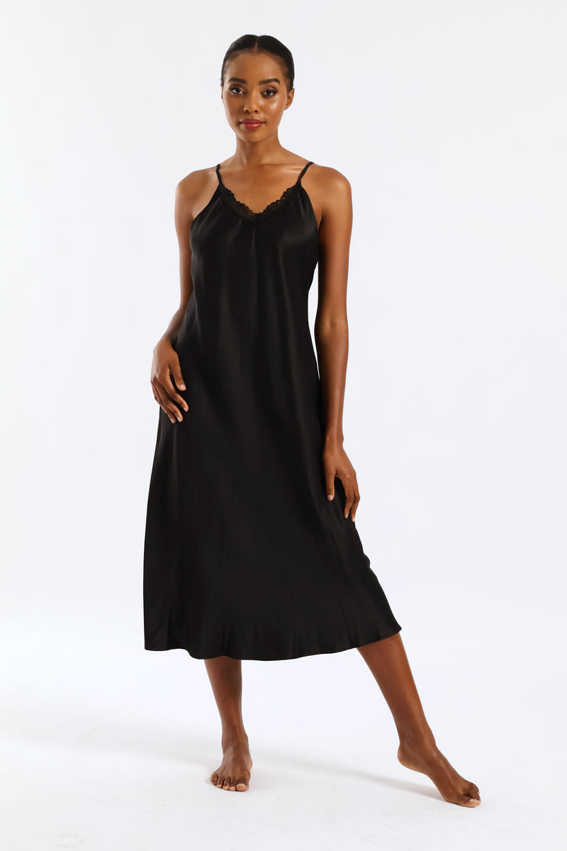 Long Length Gown & Chemise - Black