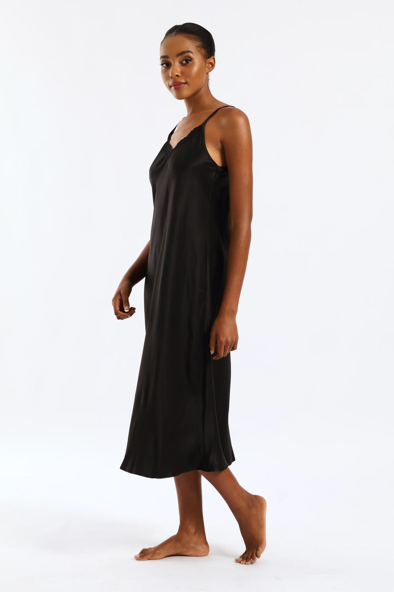 Long Length Gown & Chemise - Black