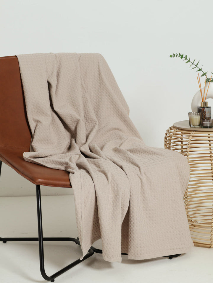Waffle Cotton Throw - Taupe