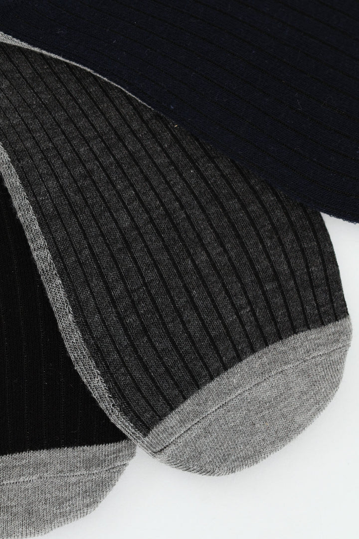 3 Pack No Show Socks - Grey/Black/Navy