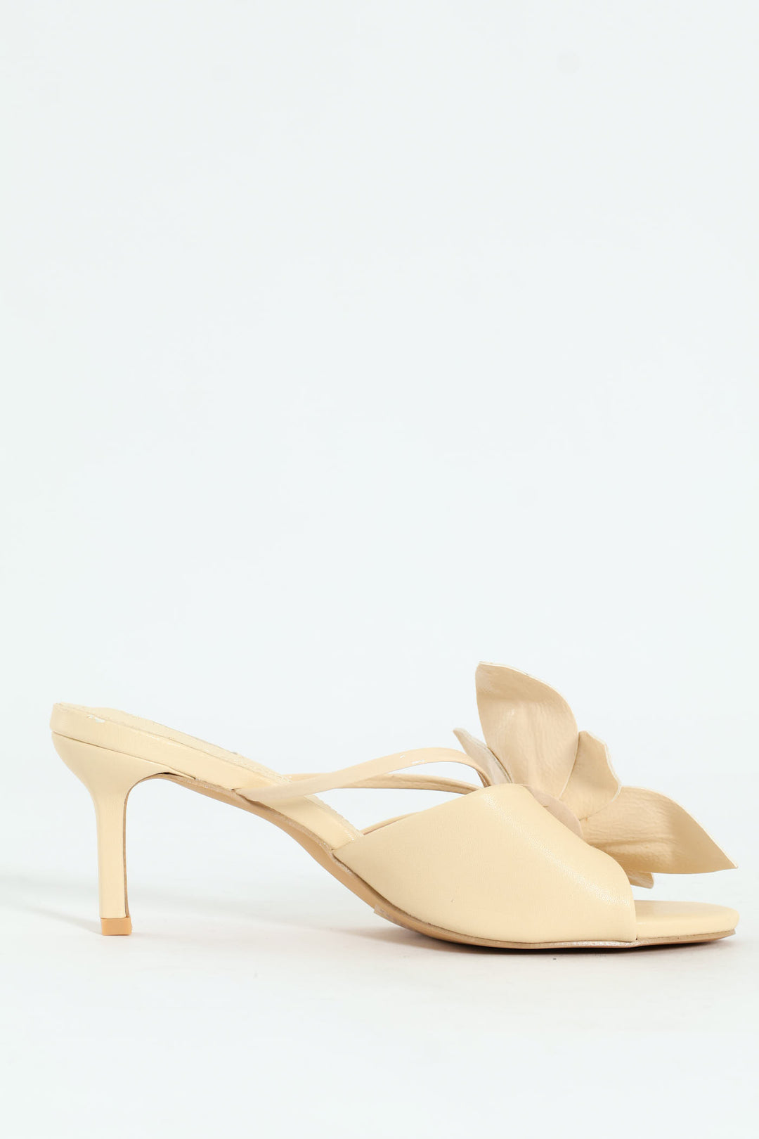Big Flower Heeled Sandal - Off White