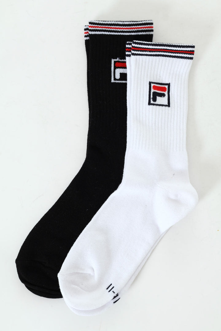 2 Pack Cullen Tube Socks - White/Black